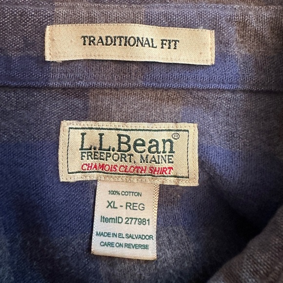LL Bean Men’s Size XL Chamois Cloth Flannel Shirt Blue Plaid Traditional Fit - Picture 3 of 7